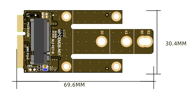 MPCEM2B-N01 mPCI-E to M.2 KEY-B  Adapter