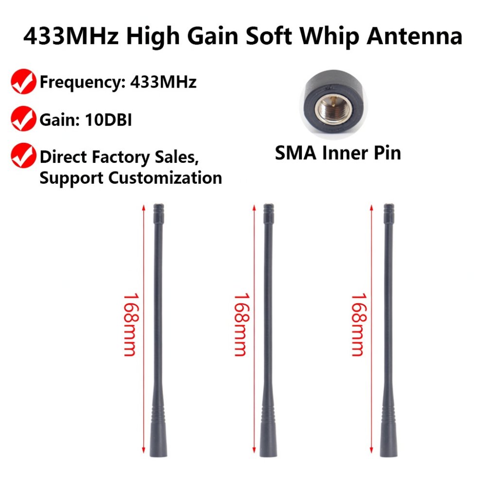 High Gain 10dBi 433MHz UV Dual Band Flexible Antenna for Baofeng Quansheng