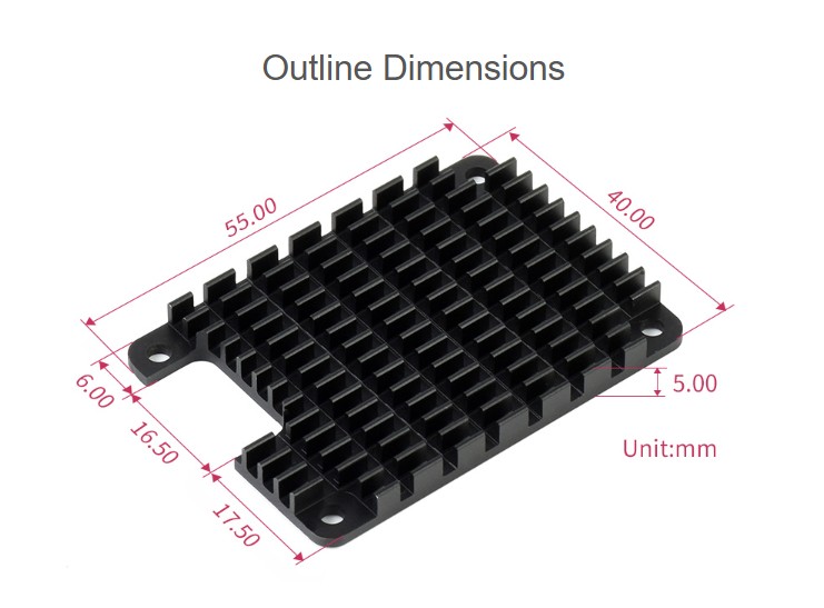 CM4-HEATSINK - hliníkový chladič pre Raspberry Pi Compute Module 4 CM4