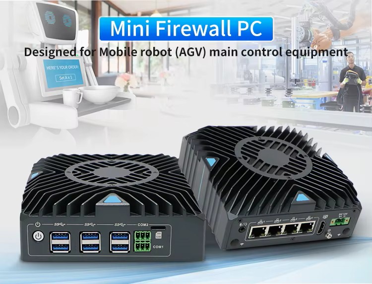 N312F Fanless Mini Firewall PC, 4×Gigabit LAN, HDMI/DP, USB 3.0