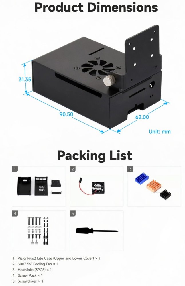 VisionFive2 Lite Dedicated Metal Enclosure with Fan