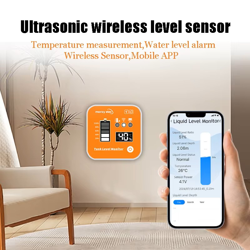 ME201R Ultrasonic Liquid Level Sensor with LED and Temperature Indicator