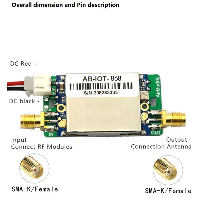 AB-IOT Bidirectional Signal Amplifier Adjustable Gain SMA
