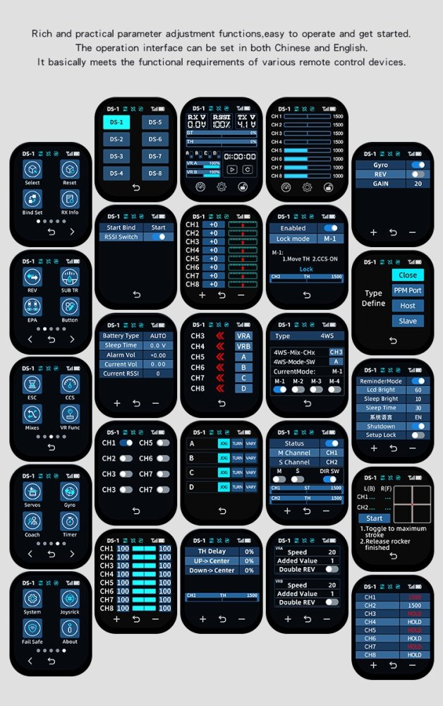 DS800 8CH 2.4GHz RC Transmitter with Touchscreen