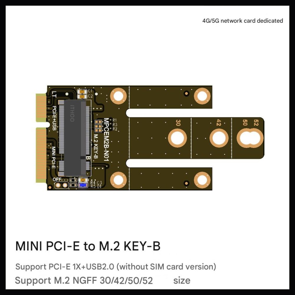 MPCEM2B-N01 mPCI-E to M.2 KEY-B  Adapter