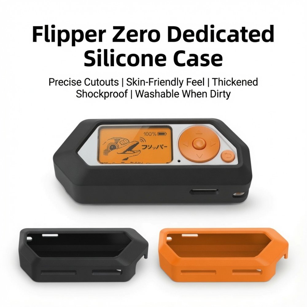 Flipper Zero Silicone Case Black Orange – Soft Protective Cover