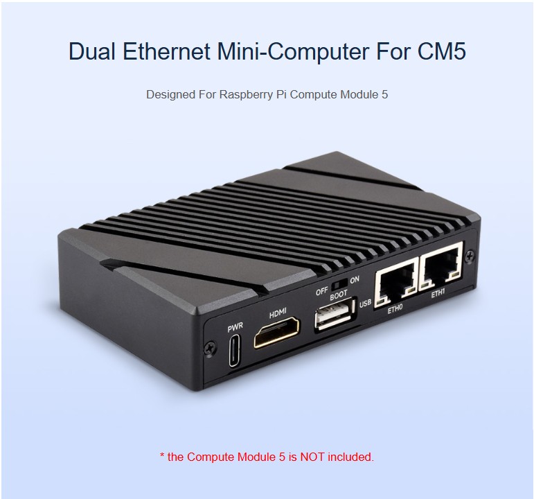 CM5-DUAL-ETH-BOX Dual 2.5G + Gigabit Ethernet Mini PC