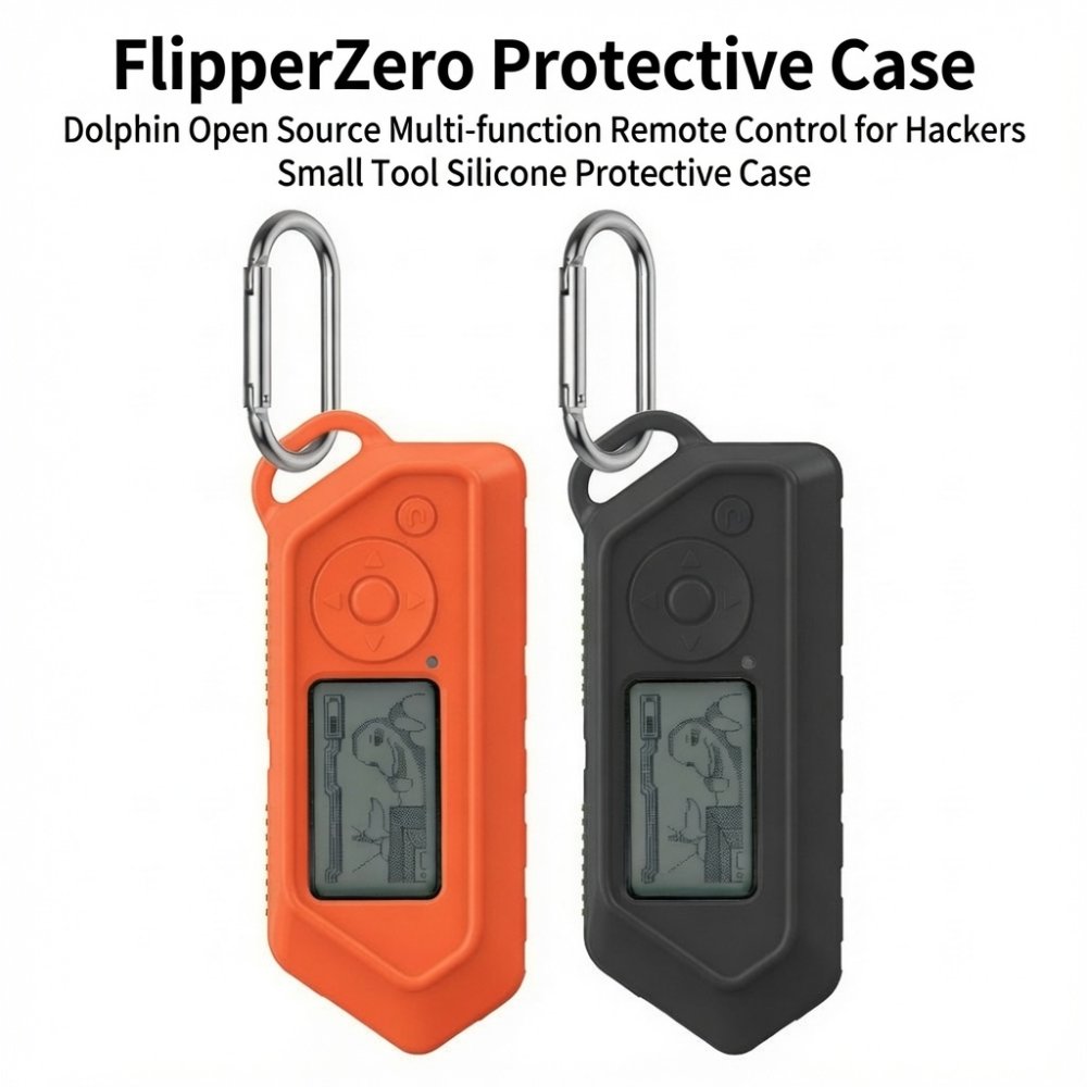 Flipper Zero Silicone Case Black Orange – Full Cover + Carabiner
